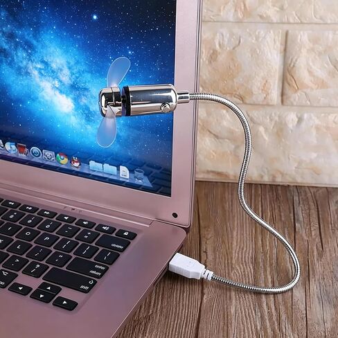 مروحة ساعة USB، مروحة USB برقبة مرنة، مروحة USB صغيرة مع ساعة رقمية ومقياس حرارة، مروحة USB C هادئة لأجهزة الكمبيوتر المحمول، بنك الطاقة، سطح المكتب، المكتب، الدراسة والاستخدام بجانب السرير. in Kuwait