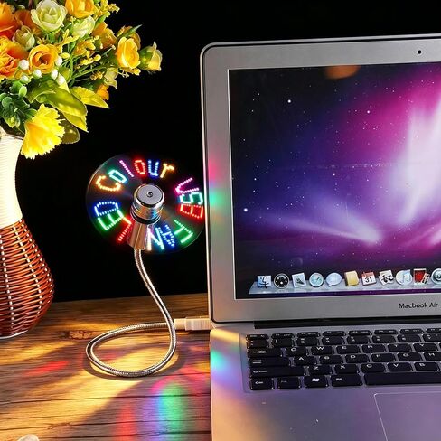 مروحة ساعة USB، مروحة USB برقبة مرنة، مروحة USB صغيرة مع ساعة رقمية ومقياس حرارة، مروحة USB C هادئة لأجهزة الكمبيوتر المحمول، بنك الطاقة، سطح المكتب، المكتب، الدراسة والاستخدام بجانب السرير. in Kuwait