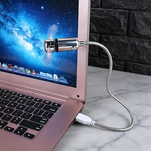 USB Clock Fan, Flexible Gooseneck Mini Fan USB, Built-In Digital Clock & Thermometer, Quiet Adjustable Personal Cooling USB C Fan, Portable Funny USB Fans for Laptop, Bedroom & Dorm Use. in Kuwait