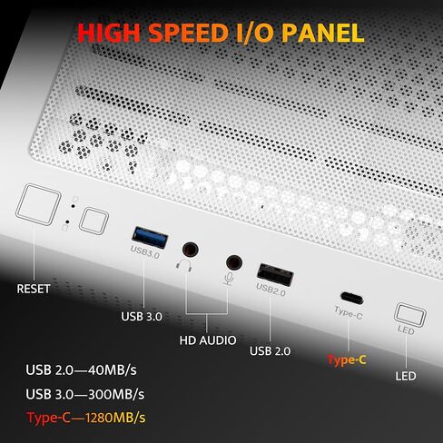 حافظة كمبيوتر الألعاب darkFlash DS900 ATX Mid-Tower، تصميم كامل الرؤية من الزجاج المقسى المزدوج، 1 × مروحة PWM مثبتة مسبقًا (غير RGB)، منفذ أمامي من النوع C، يدعم مشعاع 360 مم، أبيض in Kuwait