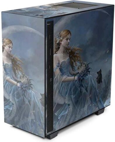 Skinit Decal Gaming Skin Compatible with NZXT H510 Compact ATX Mid-Tower Case - Nene Thomas Fairy with Black Cat Sitting on Moon by Nene Thomas Design in Kuwait