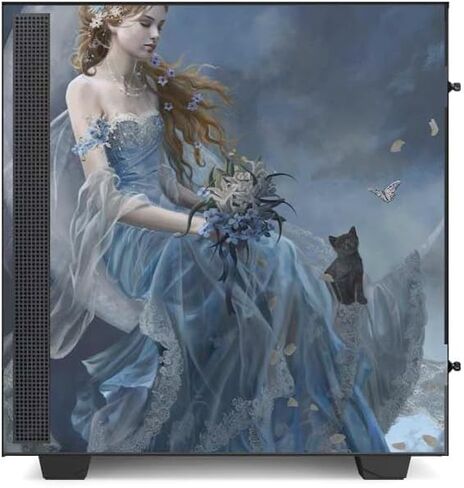 Skinit Decal Gaming Skin Compatible with NZXT H510 Compact ATX Mid-Tower Case - Nene Thomas Fairy with Black Cat Sitting on Moon by Nene Thomas Design in Kuwait