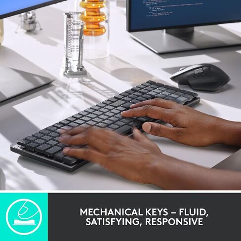 Logitech MX Mechanical Wireless Illuminated Performance Keyboard, Clicky Switches + MX Master 3S Bluetooth Edition Wireless Mouse, No USB Receiver - Ultra-Fast Scrolling, Ergo, 8K DPI, Graphite in Kuwait