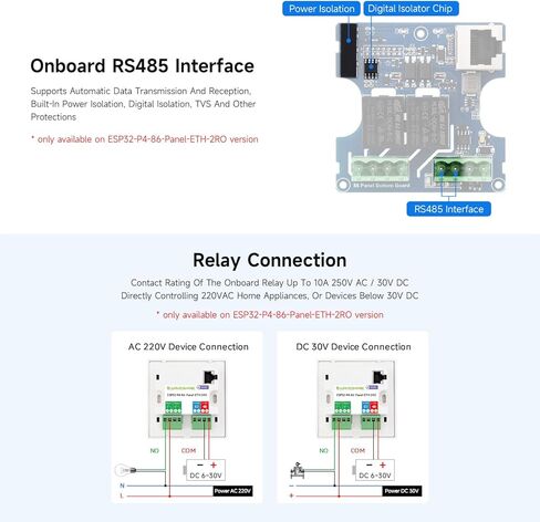 Waveshare ESP32-P4 Smart 86 Box with Expandable Ethernet, RS485, and Relay Support, Featuring Dual-Core and Single-Core RISC-V Architecture, Onboard 4-Inch 720×720 Pixel 5-Point Touch LCD in Kuwait