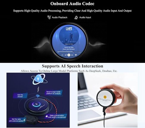 ESP32-S3 1.75inch AMOLED Round Touch Display Development Board, 466×466, QSPI Interface, Onboard Dual Digital Microphone Array, Support AI Speech Interaction, GPS Version with Speaker+GNSS Antenna in Kuwait