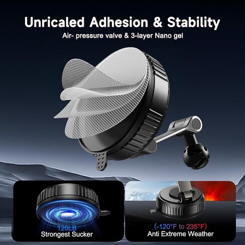 for 25W MagSafe Car Mount Charger with Cooling Fan, Magnetic Wireless Car Charger, Suction Cup & Vent Attachment Phone Holder, 25W Fast Charging Car Cooling Phone Mount for iPhone 17/16,S26 Ultra in Kuwait