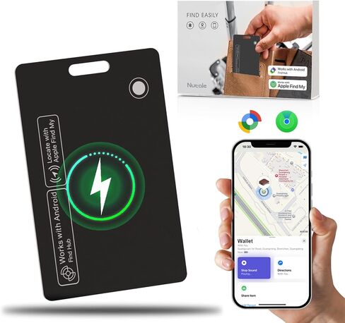 Thin Wallet Tracker Card, Find My or Google'S Find Hub App, Dual System Both iOS and Android Tracker Card, Item Finder for Luggage Passports, Phone,IP68 (1-Black) in Kuwait