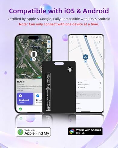 Thin Wallet Tracker Card, Find My or Google'S Find Hub App, Dual System Both iOS and Android Tracker Card, Item Finder for Luggage Passports, Phone,IP68 (1-Black) in Kuwait