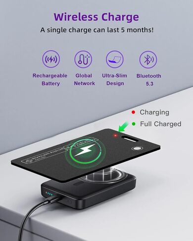 Thin Wallet Tracker Card, Find My or Google'S Find Hub App, Dual System Both iOS and Android Tracker Card, Item Finder for Luggage Passports, Phone,IP68 (1-Black) in Kuwait
