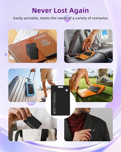 Thin Wallet Tracker Card, Find My or Google'S Find Hub App, Dual System Both iOS and Android Tracker Card, Item Finder for Luggage Passports, Phone,IP68 (1-Black) in Kuwait