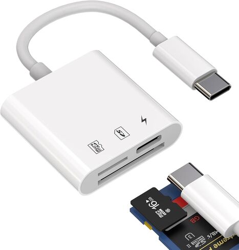 USB C Hub Multiport Adapter for iPhone 15 Pro Max Plus iPad Air Mini(3in1) SD Card Reader Micro TF Card Camera Memory Type C Charger Cable Dongle Compatible for Samsung MacBook Flash Drive in Kuwait