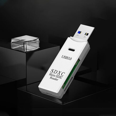 USB3.0 Micro SD Card Reader, 5Gbps 2-in-1 SD Card Reader to USB Adapter, Wansurs Memory Card Reader for SDXC, SDHC, MMC, RS-MMC, Micro SDXC, Micro SD, Micro SDHC and UHS-I Cards (1Pack White) in Kuwait