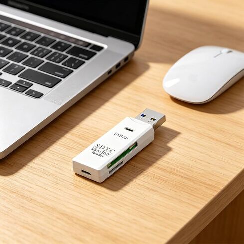 USB3.0 Micro SD Card Reader, 5Gbps 2-in-1 SD Card Reader to USB Adapter, Wansurs Memory Card Reader for SDXC, SDHC, MMC, RS-MMC, Micro SDXC, Micro SD, Micro SDHC and UHS-I Cards (1Pack White) in Kuwait
