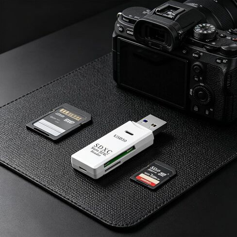 USB3.0 Micro SD Card Reader, 5Gbps 2-in-1 SD Card Reader to USB Adapter, Wansurs Memory Card Reader for SDXC, SDHC, MMC, RS-MMC, Micro SDXC, Micro SD, Micro SDHC and UHS-I Cards (1Pack White) in Kuwait