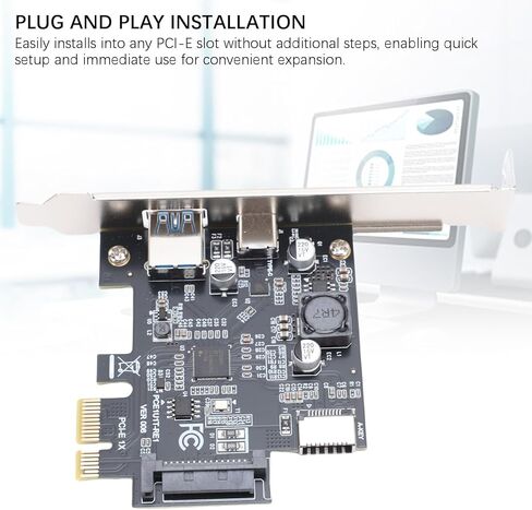 Yunseity USB 3.2 Gen1 Expansion Card, PCIE to USB A Type C Type E Adapter Card with 3.2 Gen1 5Gbps Speed, for Wins 7 8 10 11 for Linux Desktop PC in Kuwait