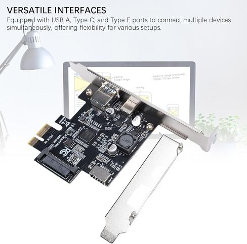 Yunseity USB 3.2 Gen1 Expansion Card, PCIE to USB A Type C Type E Adapter Card with 3.2 Gen1 5Gbps Speed, for Wins 7 8 10 11 for Linux Desktop PC in Kuwait