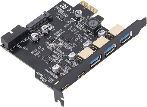 Aramox PCIe to USB 3.2 Gen 1 Card 5 Port Expansion Card with 3 Type A and 2 Type C Ports 5Gbps Data Transfer for Windows 7/8/10/11 and OS X Desktop PC in Kuwait