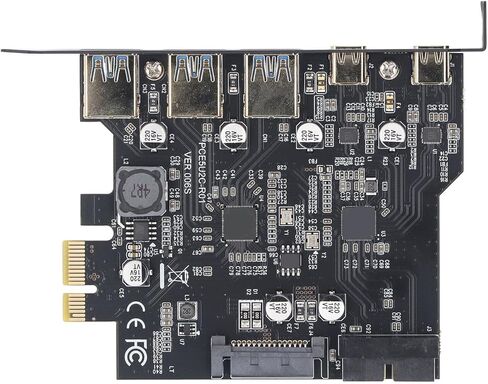 Aramox PCIe to USB 3.2 Gen 1 Card 5 Port Expansion Card with 3 Type A and 2 Type C Ports 5Gbps Data Transfer for Windows 7/8/10/11 and OS X Desktop PC in Kuwait