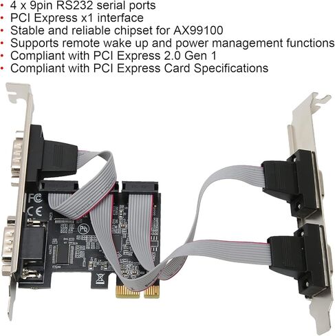 بطاقة توسيع PCIe X1 إلى 4 مهايئ منافذ تسلسلية RS232 مع مجموعة شرائح AX99100 لأنظمة Android in Kuwait
