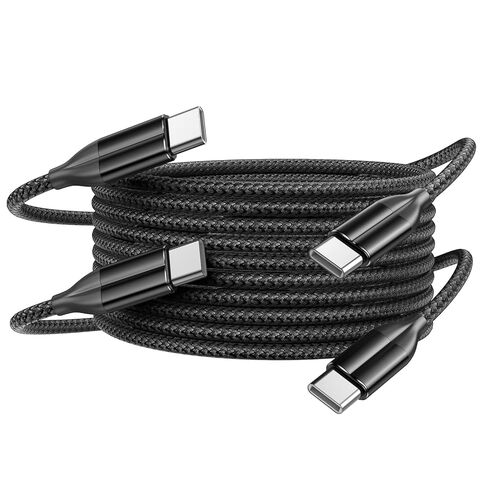 كابل USB C إلى USB C شحن سريع 100 وات، 2 كابل USB-C مضفر بطول 6 أقدام، سلك شاحن PD 5A لجهاز MacBook Pro/Air، iPad Pro، iPhone 17/16/15 Pro Max، Samsung Galaxy S25/S24، السفر في المكتب المنزلي in Kuwait