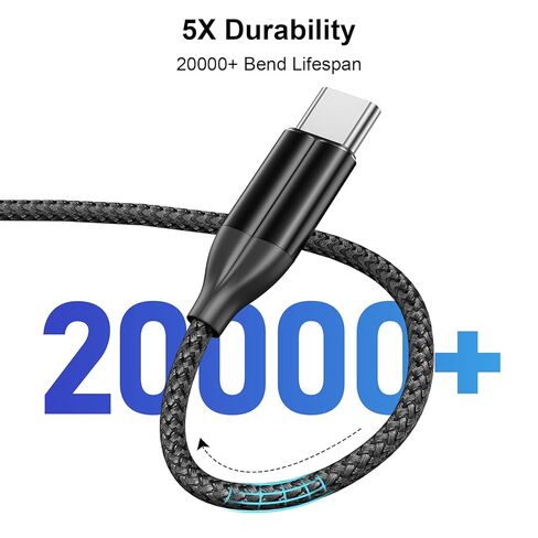 كابل USB C إلى USB C شحن سريع 100 وات، 2 كابل USB-C مضفر بطول 6 أقدام، سلك شاحن PD 5A لجهاز MacBook Pro/Air، iPad Pro، iPhone 17/16/15 Pro Max، Samsung Galaxy S25/S24، السفر في المكتب المنزلي in Kuwait