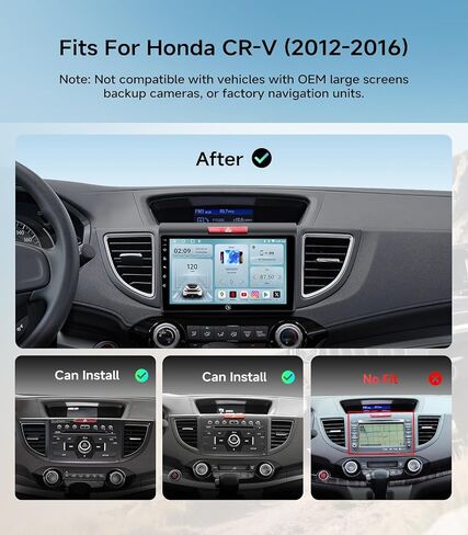 9 Inch Car Radio Stereo for Honda CRV 2012-2016 Wireless CarPlay Android Auto 5G WiFi GPS Navigation Touch Screen Bluetooth FM AM HD Backup Camera in Saudi Arabia