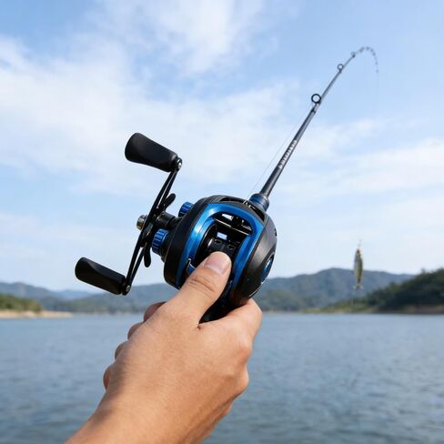 Baitcasting Reel, Long Cast Anti-Backlash Fishing Reel for Black Bass & Lure Fishing, Plastic/Metal Spool, Freshwater & Saltwater Fishing(Left-Blue) in Kuwait