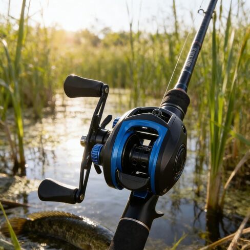 Baitcasting Reel, Long Cast Anti-Backlash Fishing Reel for Black Bass & Lure Fishing, Plastic/Metal Spool, Freshwater & Saltwater Fishing(Left-Blue) in Kuwait