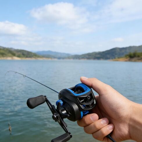 Baitcasting Reel, Long Cast Anti-Backlash Fishing Reel for Black Bass & Lure Fishing, Plastic/Metal Spool, Freshwater & Saltwater Fishing(Left-Blue) in Kuwait