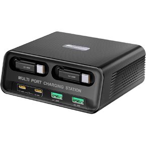 كتلة شاحن USB C قابلة للسحب 6 في 1، محطة شحن سريعة بقدرة 100 واط GaN لأجهزة متعددة مع كابلات مزدوجة قابلة للسحب، PD 65 واط متوافق مع MacBook Pro وDell وSteam Deck وiPhone 17/16 وGalaxy S26 in Kuwait