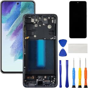 بديل شاشة Samsung Galaxy S21 FE 5G مع طقم إطار لهاتف Samsung S21 FE LCD SM-G990u G990u1 G990w G990B شاشة تجميع رقمية تعمل باللمس مع أدوات 6.4 بوصة أسود in Kuwait