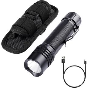 KunHe Tactical Flashlight High Lumens Rechargeable Duty Flashlight with Belt Holster Bright LED Police Flash Light with 4 Modes Long Lasting IPX7 Water Resistant for Security Camping and Emergency in Saudi Arabia
