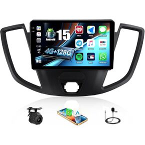 [4+128G] ستيريو راديو السيارة Android 15 لسيارة Ford Transit 150 250 350 2015-2019 مع Carplay اللاسلكي وAndroid Auto، راديو السيارة 9 بوصة مع وصلة مرآة بلوتوث FM/RDS WiFi GPS EQ SWC+AHD كاميرا احتياطية in Kuwait