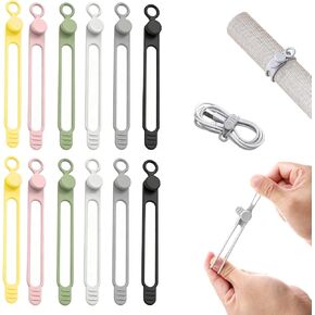 Silicone Cable Organizers, 12-Pack Reusable Elastic Cord Straps & Wire Ties for Cable Management, Multi-Purpose Organizer for Travel, Home, Office, Desk Drawer Storage (4 Colors) in Saudi Arabia