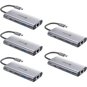 UtechSmart USB C Hub 5 حزم، محول USB C Ethernet متعدد المنافذ، 6 في 1 USB C إلى HDMI Dock متوافق مع MacBook Pro/Air، Chromebook، Dell XPS، HP(Gigabit Ethernet 100W PD 4K HDMI USB 3.0) in Kuwait