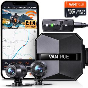 【Bundle: Vantrue F1 True 4K Motorcycle Camera + Vantrue 256GB microSD Card】 4K Motorcycle Front and Rear Camera, Full Body Waterproof, Wi-Fi, Wide Angle, Enhanced Night Vision in Kuwait