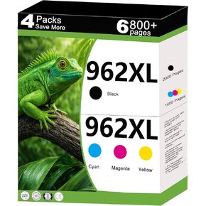 مجموعة خراطيش حبر 962XL بديلة لـ HP 962 XL للاستخدام مع طابعة 9012e 9010e 9012 9020e 9019 9015e 9010 9015 9025e 9020 9018e 9018 9025 مع رقاقة V24.2.1 4 حزم - أرجواني سماوي أصفر أسود in Kuwait