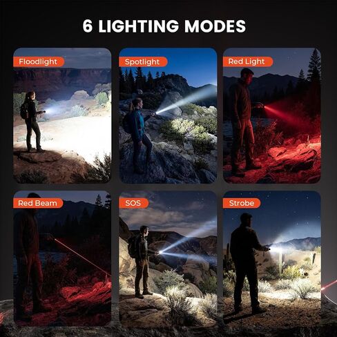 ETENWOLF L2 Rechargeable Flashlight USB-C,6 Light Modes,Flat Flashlight with Red Beam,Super Bright LED Flash Light,Lightweight Handheld Flashlight for Home Camping Emergency Gift(Vivid Orange) in Kuwait