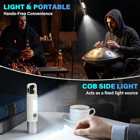 Small Rechargeable LED Flashlight, 500LM Ultra-Lightweight Handheld Light with COB Side Light, Zoomable, 4 Modes, USB-C, Perfect for Camping, Power Outage, Home Emergency in Kuwait