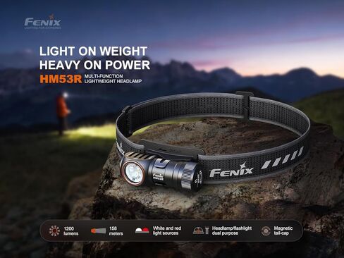 Fenix HM53R Rechargeable Headlamp, 1200 Lumen LED Headlamp with Red Light, Magnetic Tailcap, Detachable Flashlight, USB-C Rechargeable, Lightweight Outdoor Work and Lumentac Organizer in Kuwait