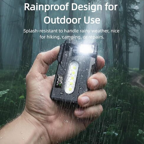 Rechargeable Mini Flashlight 500 Lumens, Rechargeable EDC Light, 3 Modes Dual Light with 90° Extendable & 270° Rotatable Head, Magnetic Keychain Flashlight for Outdoor, Camping, Emergency, Work in Kuwait