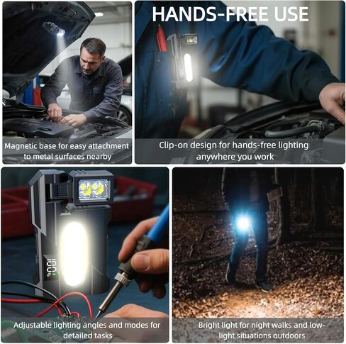 Rechargeable Mini Flashlight 500 Lumens, Rechargeable EDC Light, 3 Modes Dual Light with 90° Extendable & 270° Rotatable Head, Magnetic Keychain Flashlight for Outdoor, Camping, Emergency, Work in Kuwait