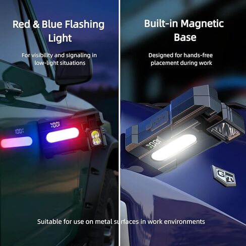 Rechargeable Mini Flashlight 500 Lumens, Rechargeable EDC Light, 3 Modes Dual Light with 90° Extendable & 270° Rotatable Head, Magnetic Keychain Flashlight for Outdoor, Camping, Emergency, Work in Kuwait