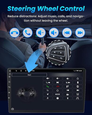 for Toyota Highlander 2008-2012 Radio Stereo Upgrade: Wireless CarPlay Android Auto Car Head Unit Replacement, 4G+64G Android 13 10.1 Inch IPS 1280x800 Screen, GPS Bluetooth DSP SWC Accessories Kit in Kuwait