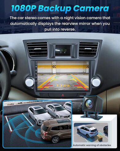 for Toyota Highlander 2008-2012 Radio Stereo Upgrade: Wireless CarPlay Android Auto Car Head Unit Replacement, 4G+64G Android 13 10.1 Inch IPS 1280x800 Screen, GPS Bluetooth DSP SWC Accessories Kit in Kuwait