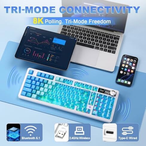 لوحة مفاتيح AK980 Pro + ماوس Zero1 Pro (أزرق). in Kuwait