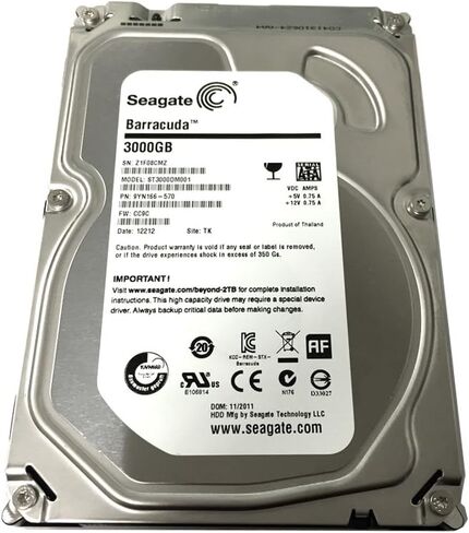 SEAGATE ST3000DM001 Barracuda 3TB 7200 RPM 64MB cache SATA 6.0Gb/s 3.5in internal hard drive (Bare Drive) Bare Drive (Renewed) in Kuwait