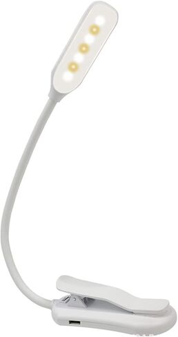 7 مصابيح LED للقراءة بمشبك على USB قابلة لإعادة الشحن و3 أوضاع ألوان 360 درجة مرنة معقوفة للعناية بالعين ضوء للسرير والسفر والعمل - 600 مللي أمبير في الساعة in Kuwait