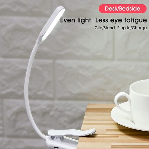 7 مصابيح LED للقراءة بمشبك على USB قابلة لإعادة الشحن و3 أوضاع ألوان 360 درجة مرنة معقوفة للعناية بالعين ضوء للسرير والسفر والعمل - 600 مللي أمبير في الساعة in Kuwait