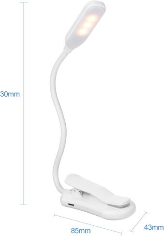 7 مصابيح LED للقراءة بمشبك على USB قابلة لإعادة الشحن و3 أوضاع ألوان 360 درجة مرنة معقوفة للعناية بالعين ضوء للسرير والسفر والعمل - 600 مللي أمبير في الساعة in Kuwait